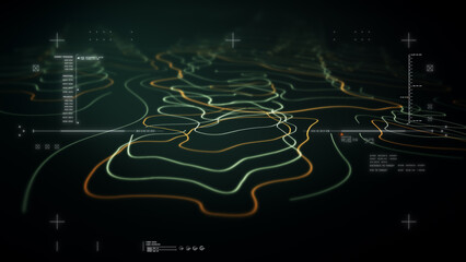 Futuristic Holographic Terrain environment, geomorphology, topography loop motion graphic user...