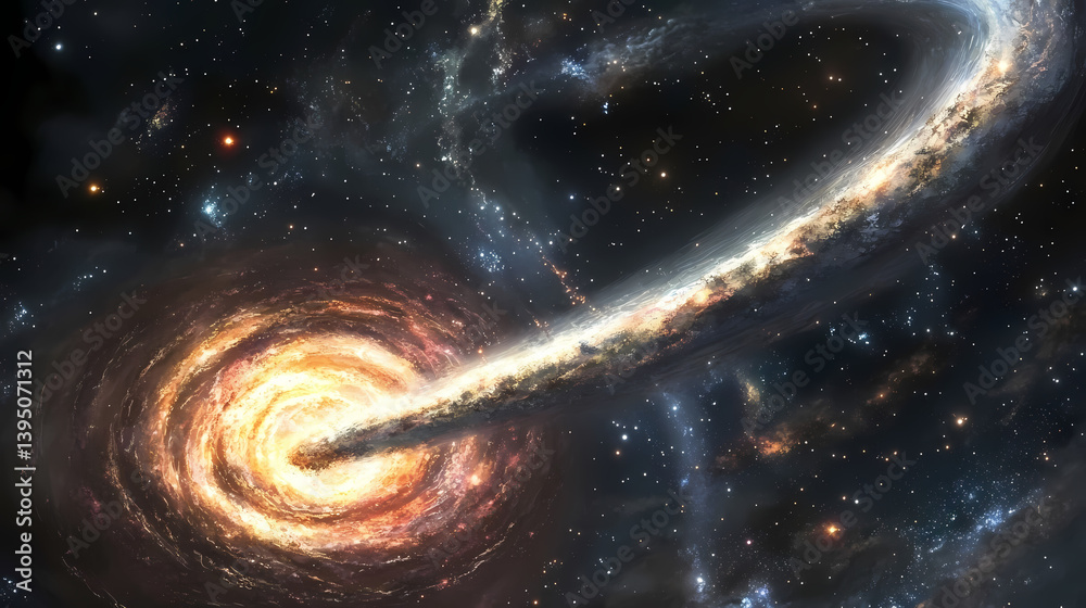Canvas Prints a galaxy being devoured. devoured light. illustration