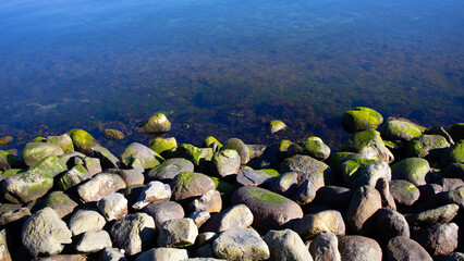 Rock stones in clear water