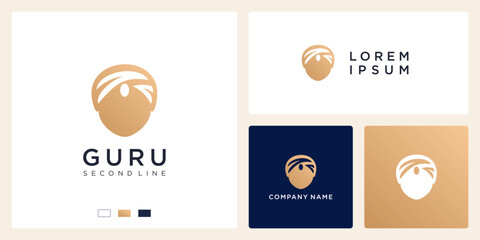 Unique guru logo design template, head people logo