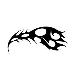 Tribal Flame Tattoo Design Logo Abstract Black Ink Vector with Sharp Curves and Spikes on White Background