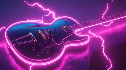 Electric Guitar Neon Lightning