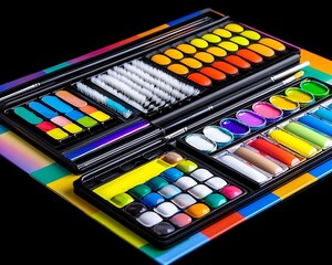 Naklejka premium Colorful Art Kit on Black