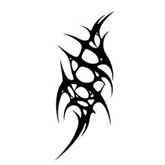Spiked and Pierced Tribal Tattoo Design Logo Fierce Black Abstract Artwork Symbolizing Strength, Protection, and Raw Energy