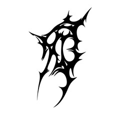 Spiked and Pierced Tribal Tattoo Design Logo Fierce Black Abstract Artwork Symbolizing Strength, Protection, and Raw Energy
