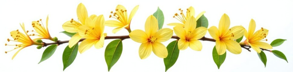 isolated honeysuckle lat Lonicera caprifolium flowers on white, botanical, purity