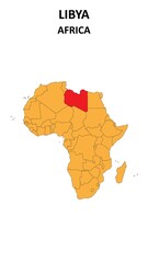 Fototapeta premium Libya Map is highlighted on the Africa with detailed state and region outlines.