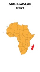 Obraz premium Madagascar Map is highlighted on the Africa with detailed state and region outlines.