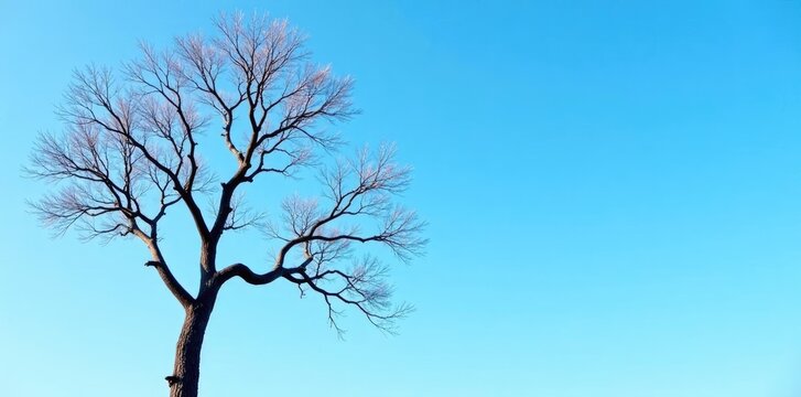 Isolated tree branches against a clear blue sky, airy, bare, light
