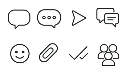 Minimalist communication icon set: 3d linear style for messaging and interaction
