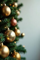 Fototapeta premium Ornamented garland lined with gold and silver, metallic, baubles
