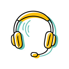 Vector icon of a headset representing communication and technology
