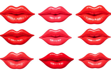 set of red lips on a white background