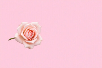 single pink rose on a pink background