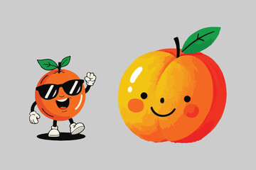 Two Cute Cartoon Oranges: Happy Fruit Characters Illustration