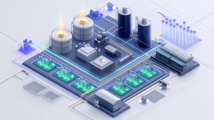 Fototapeta premium Systems engineering diagram with feedback loops, control systems, and dynamic state representations