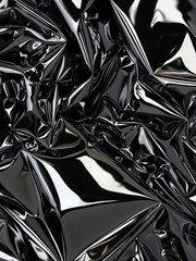 Dark Crinkled Metallic Surface presents a rich, textured appearance resembling crumpled foil or frosted metal. The shimmering silver tones and irregular patterns create a cold, icy, and modern aesthet