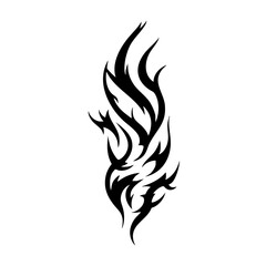 Tribal Flame Tattoo Design –Bold Black Symbol Logo Design Illustration tattoo Inner Strength in Abstract Ink Art