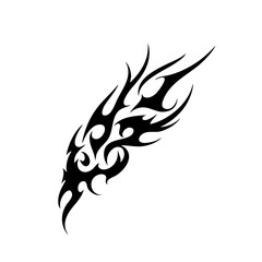 Tribal Flame Tattoo Design Logo Abstract Black Ink Vector with Sharp Curves and Spikes on White Background