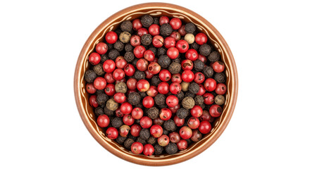 Isolated Bowl of Mixed Peppercorns