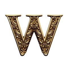 Fototapeta premium Ornate Gold Letter W Decorative Monogram Design