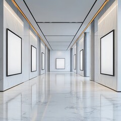 Fototapeta premium Hall with blank poster mockups.