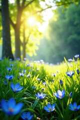 Sonneneinstrahlung auf einer Blumenwiese mit Blumentopfen, freien, stilvolle, architektur