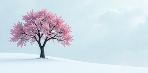 Tree isolated on a white snowy background in winter, isolated, snowy landscape, frosty