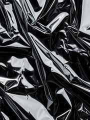 Dark Crinkled Metallic Surface presents a rich, textured appearance resembling crumpled foil or frosted metal. The shimmering silver tones and irregular patterns create a cold, icy, and modern aesthet