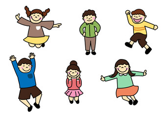 元気にジャンプをする子供たち