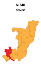 Niari Map is highlighted on the Congo with detailed state and region outlines.