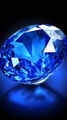 Fototapeta premium Stunning Blue Sapphire Gemstone, Diamond Facets, Luxury Jewel