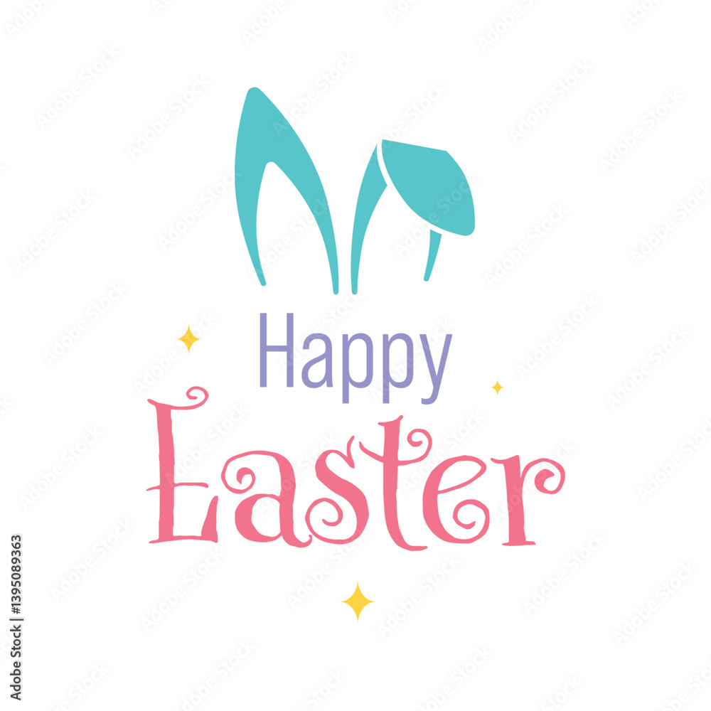 Fototapete happy easter vector creative greeting card or banner celebration text design. easter bunny ears in s
