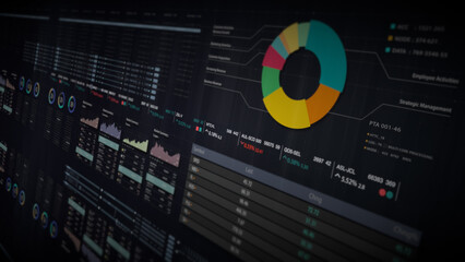 Dynamic data visuals for business info graphics, animated charts, and data-driven insights for a business meeting mock-up. Explore the world of trading, stock exchanges, and crypto