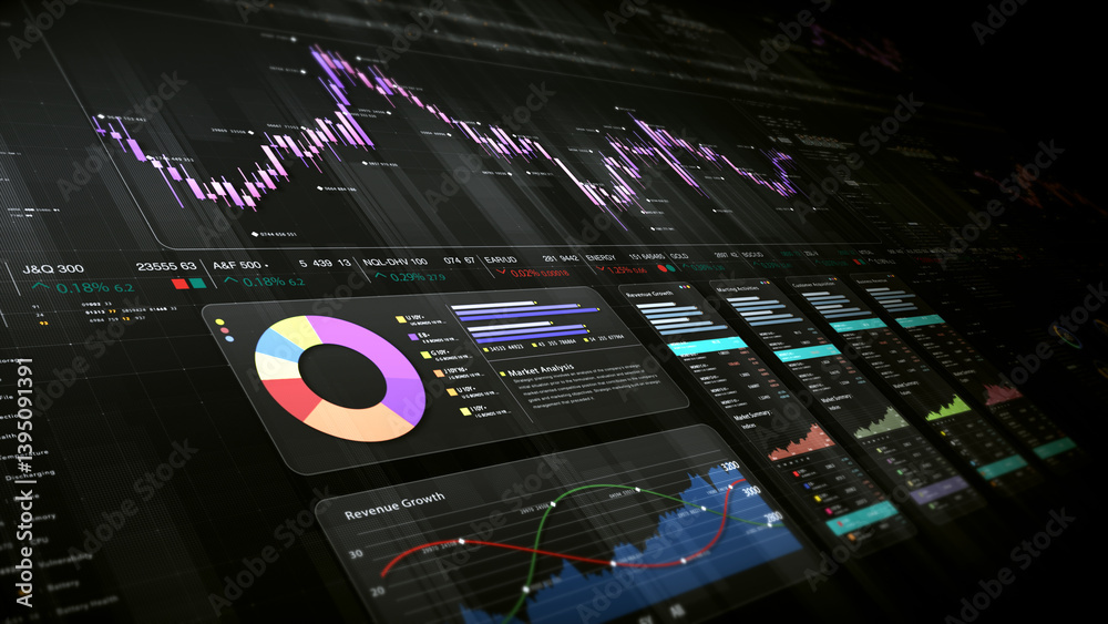 Leinwandbilder dynamic data visuals for business info graphics, animated charts, and data-driven insights for a bus
