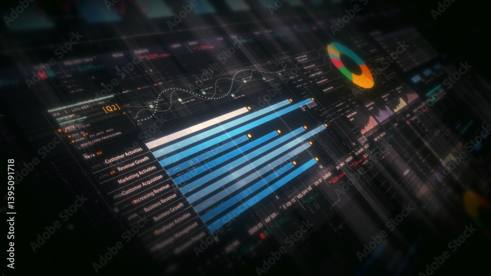 Leinwandbilder dynamic data visuals for business info graphics, animated charts, and data-driven insights for a bus