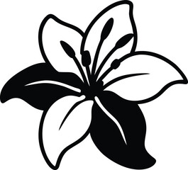 black and white vector illustration of plant flower logo