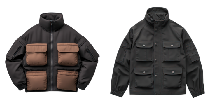 stylish techwear jacket featuring multi pocket design, perfect for urban exploration and modern fashion enthusiasts