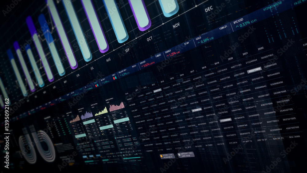 Poster dynamic data visuals for business info graphics, animated charts, and data-driven insights for a bus