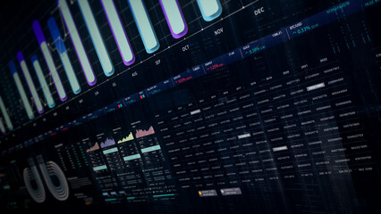 Dynamic data visuals for business info graphics, animated charts, and data-driven insights for a business meeting mock-up. Explore the world of trading, stock exchanges, and crypto