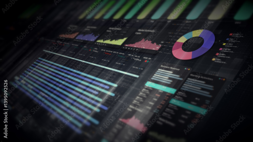 Fototapete dynamic data visuals for business info graphics, animated charts, and data-driven insights for a bus