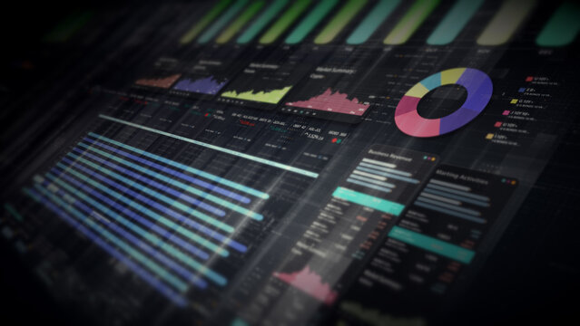 Dynamic data visuals for business info graphics, animated charts, and data-driven insights for a business meeting mock-up. Explore the world of trading, stock exchanges, and crypto
