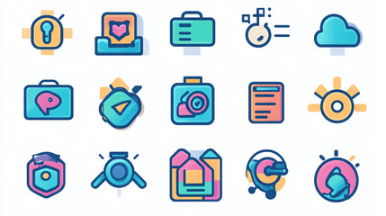 Collection of colorful business icons for ui design and web development vector illustration set design