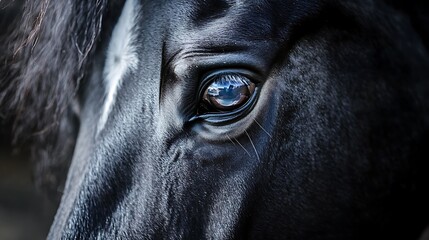 Majestic Black Horse Close-Up: A Captivating Gaze