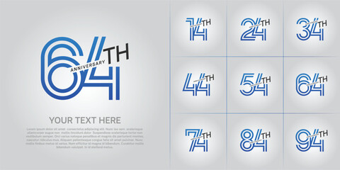 Anniversary logo type set with double line number. blue and black color can be use special moment