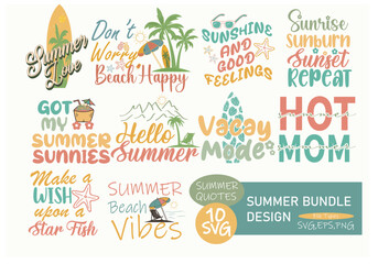 Summer quotes SVG Retro Vector Bundle 