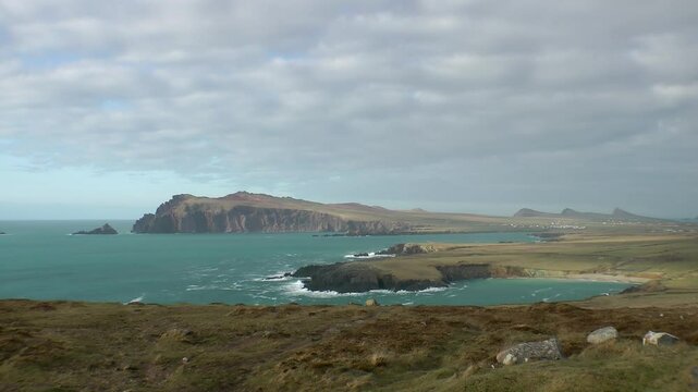 The beautiful coast at the Graige Waymont Viewpoint in Kerry, Ireland - Timelapse