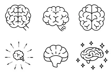 Brain plasticity line art illustrating brain's ability to reorganize itself.
