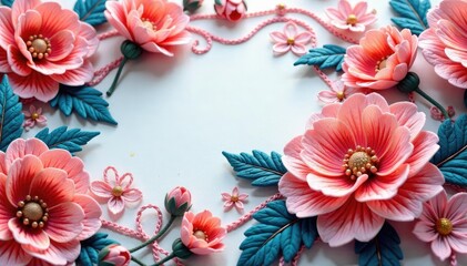 Intricate floral lace motif, delicate threads , aesthetic, floral, embroidery