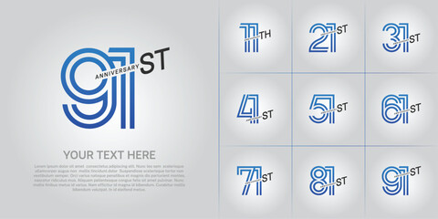 Anniversary logo type set with double line number. blue and black color can be use special moment